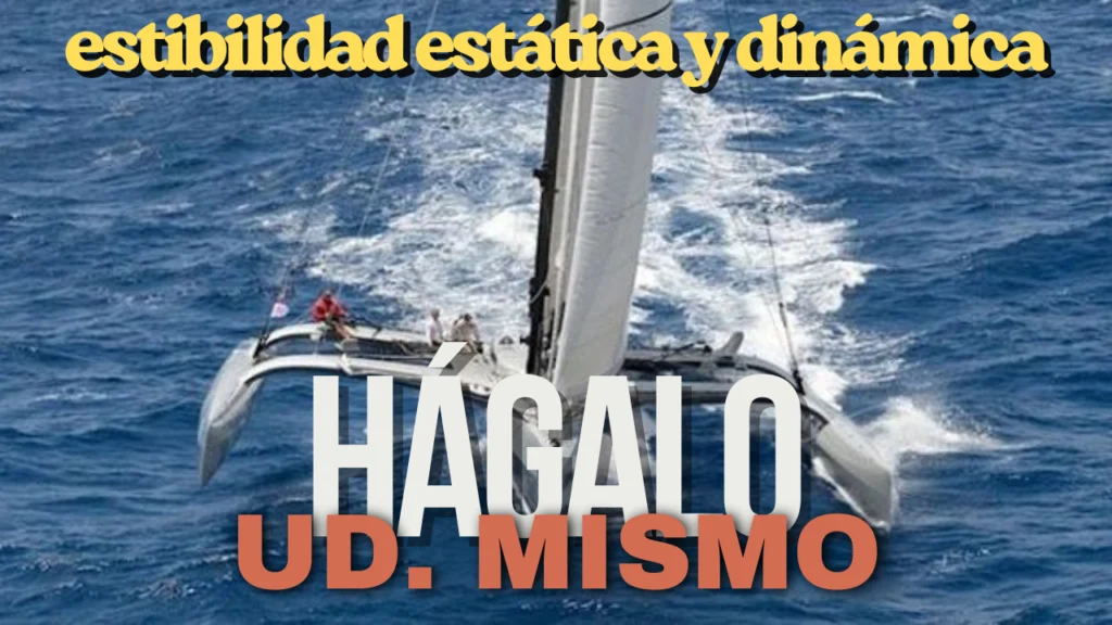 Velero oceánico visto de proa escorado por acción de una ola, ilustrando la estabilidad estática y dinámica