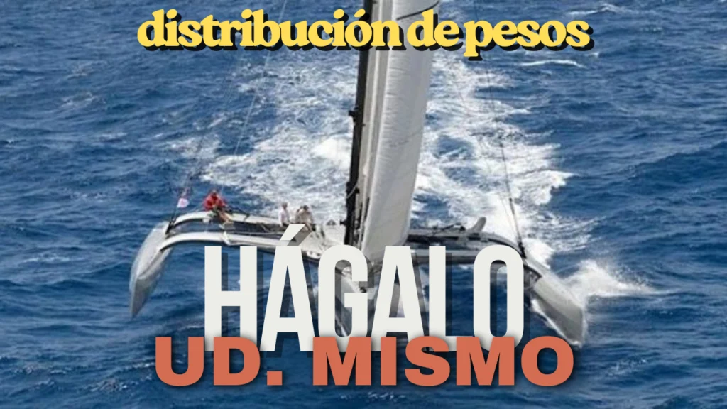 Diseño de velero oceánico mostrando la distribución de pesos fijos y móviles