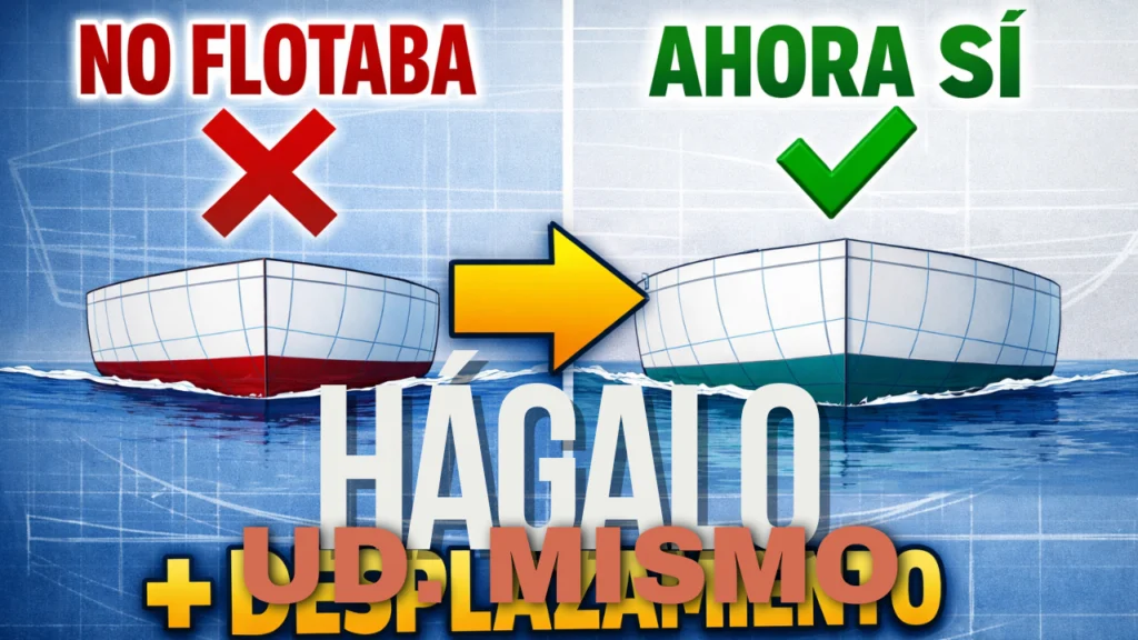 mostrando modificación de la carena para corregir el desplazamiento y mejorar la estabilidad