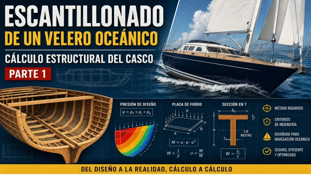 Escantillonado del velero oceánico construido en contrachapado marino.